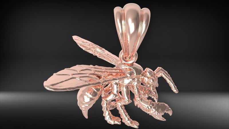 Little Bee Necklace Honeybee Bumblebee Charm Jewelry 3D print model_12