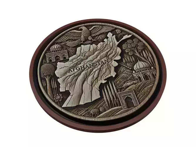 Afghanistan Map Medallion Relief