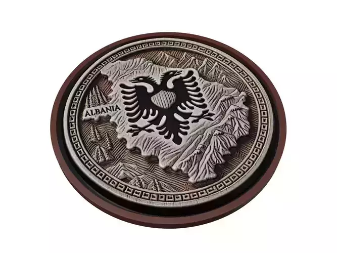 Albania Map Medallion Relief