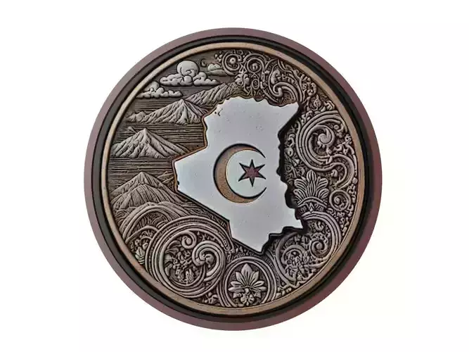Algeria Map Medallion Relief