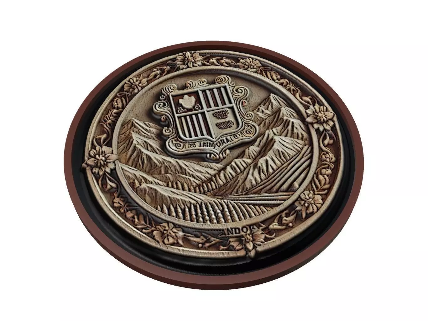 Andorra Map Medallion Relief 3D print model_0