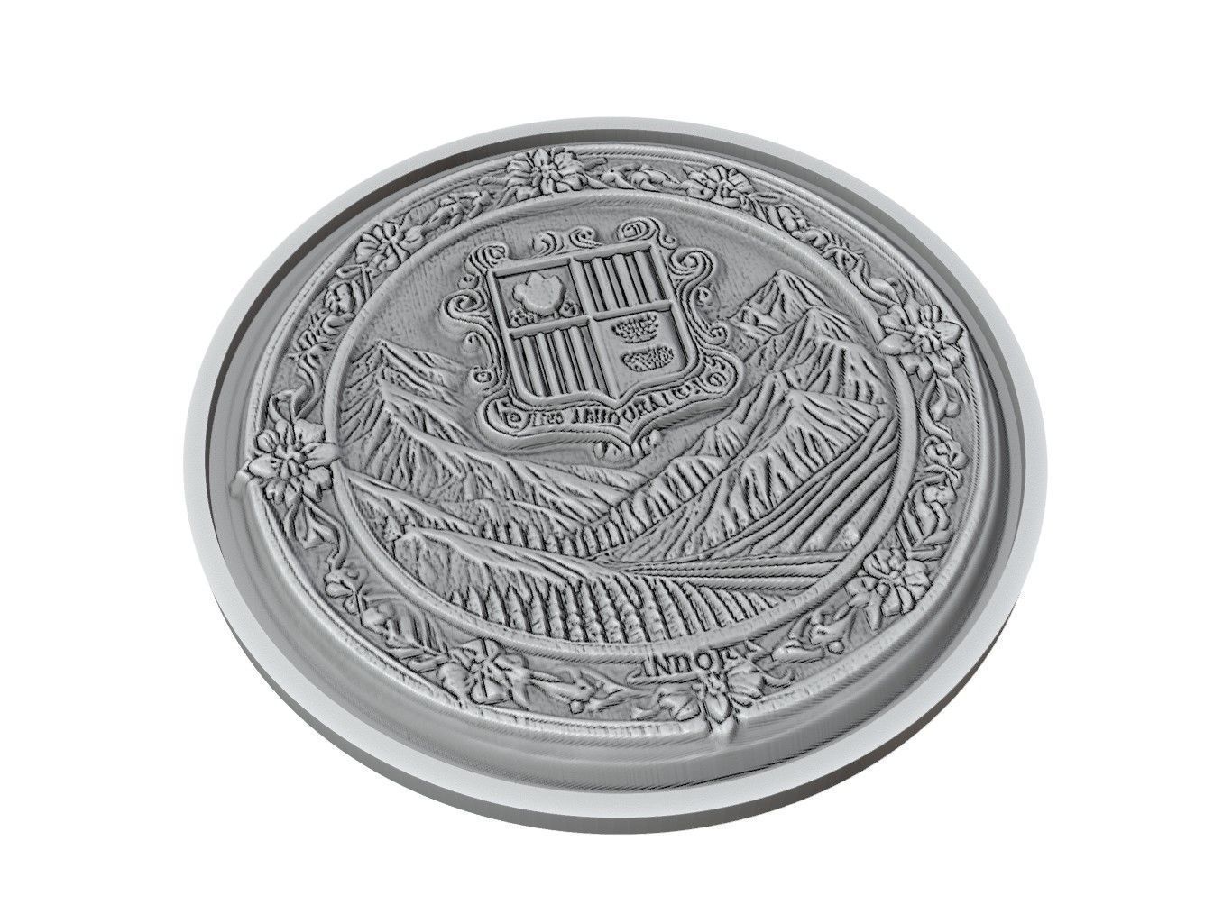 Andorra Map Medallion Relief 3D print model_2