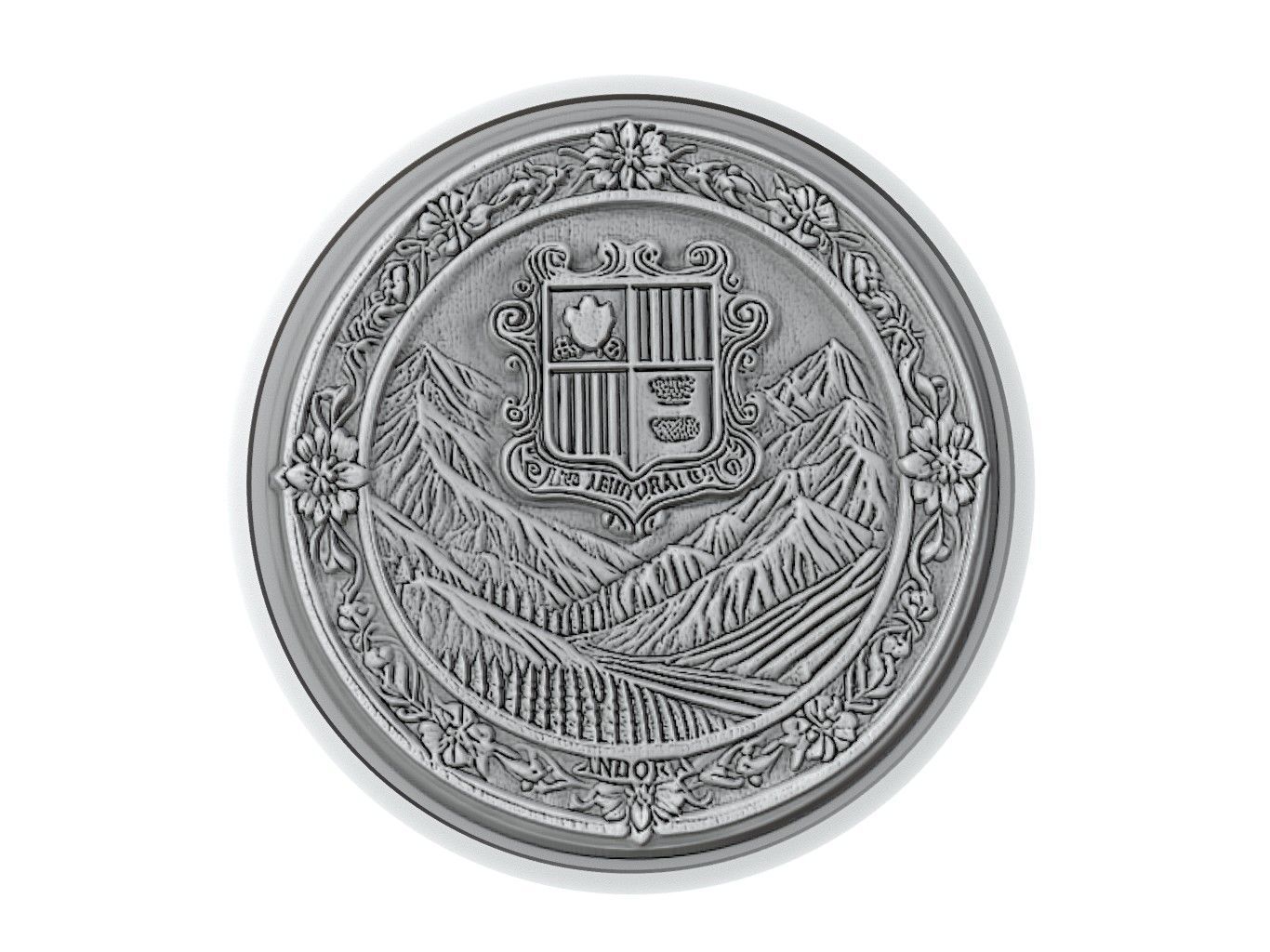 Andorra Map Medallion Relief 3D print model_3
