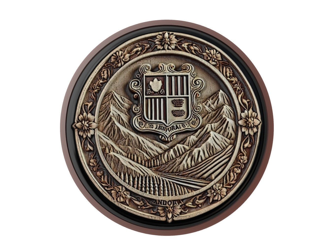 Andorra Map Medallion Relief 3D print model_1