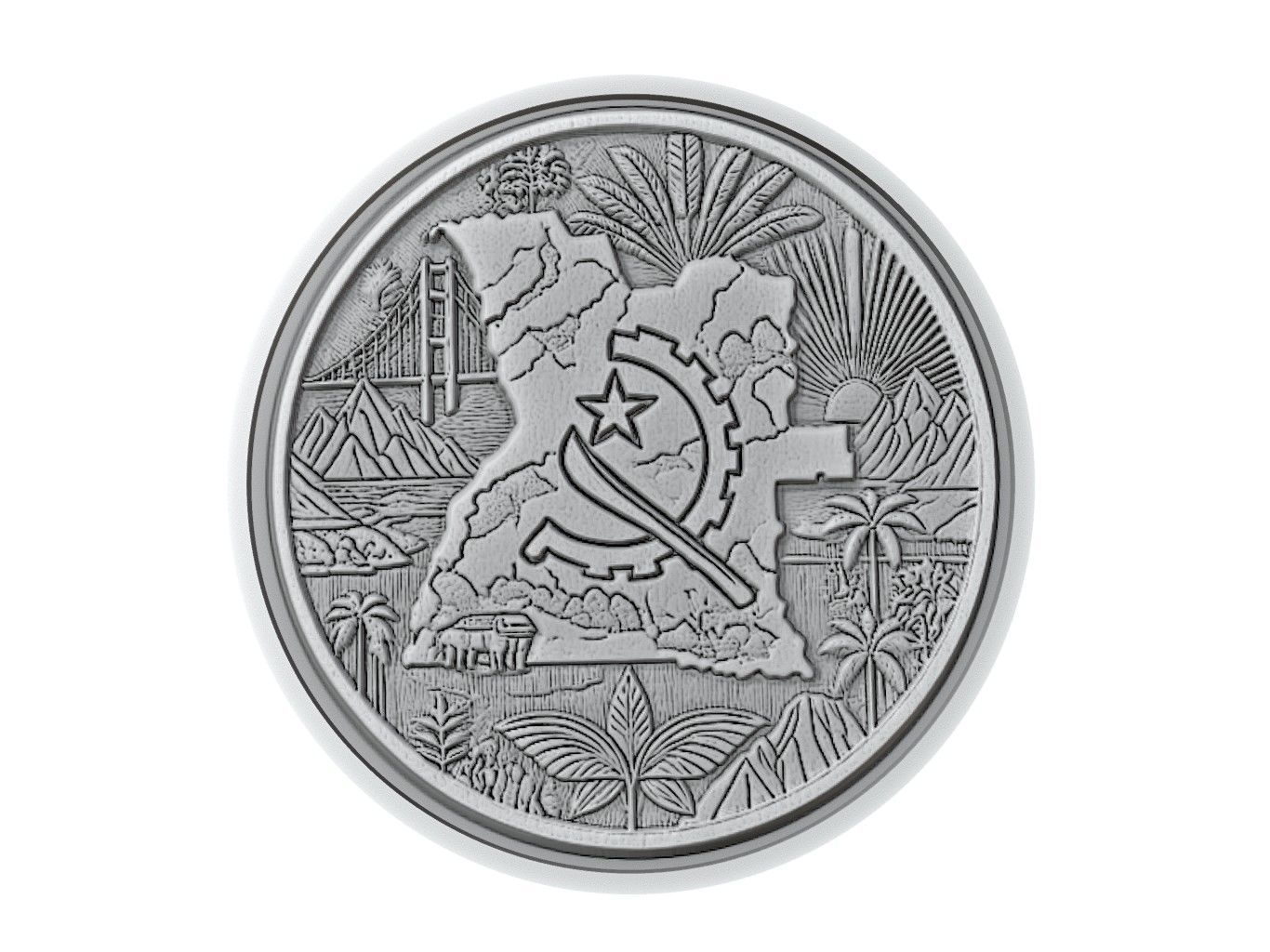 Angola Map Medallion Relief 3D print model_3