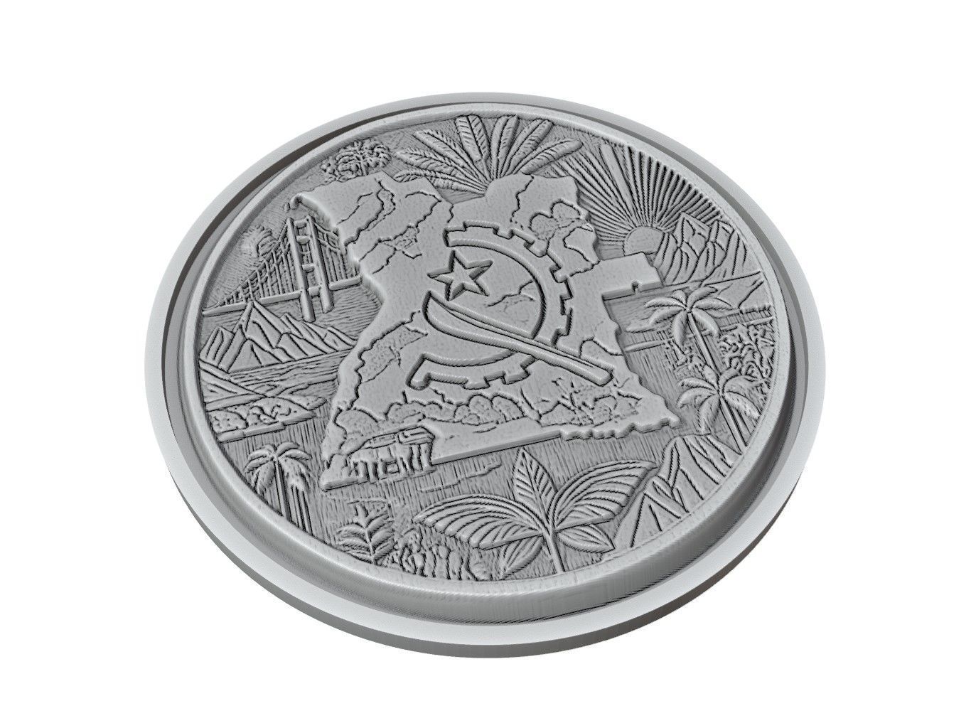 Angola Map Medallion Relief 3D print model_2