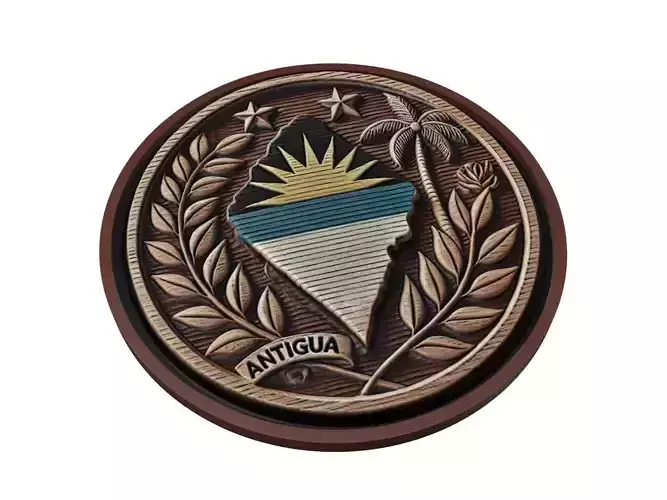 Antigua and Barbuda Map Medallion Relief