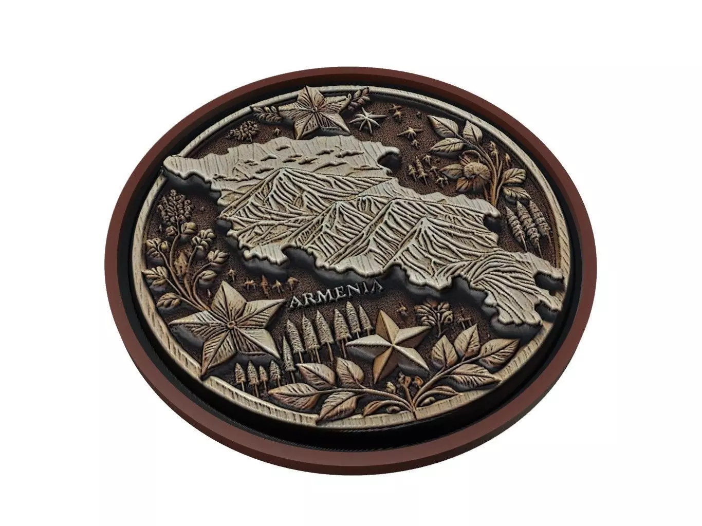 Armenia Map Medallion Relief 3D print model_0