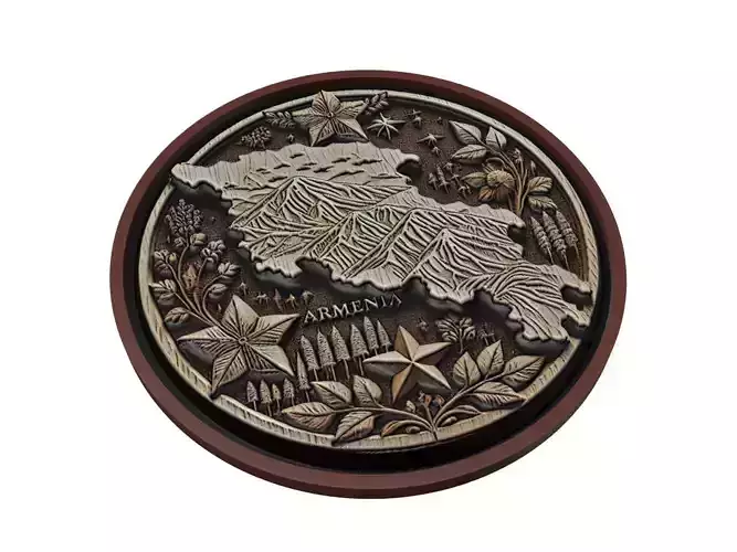 Armenia Map Medallion Relief