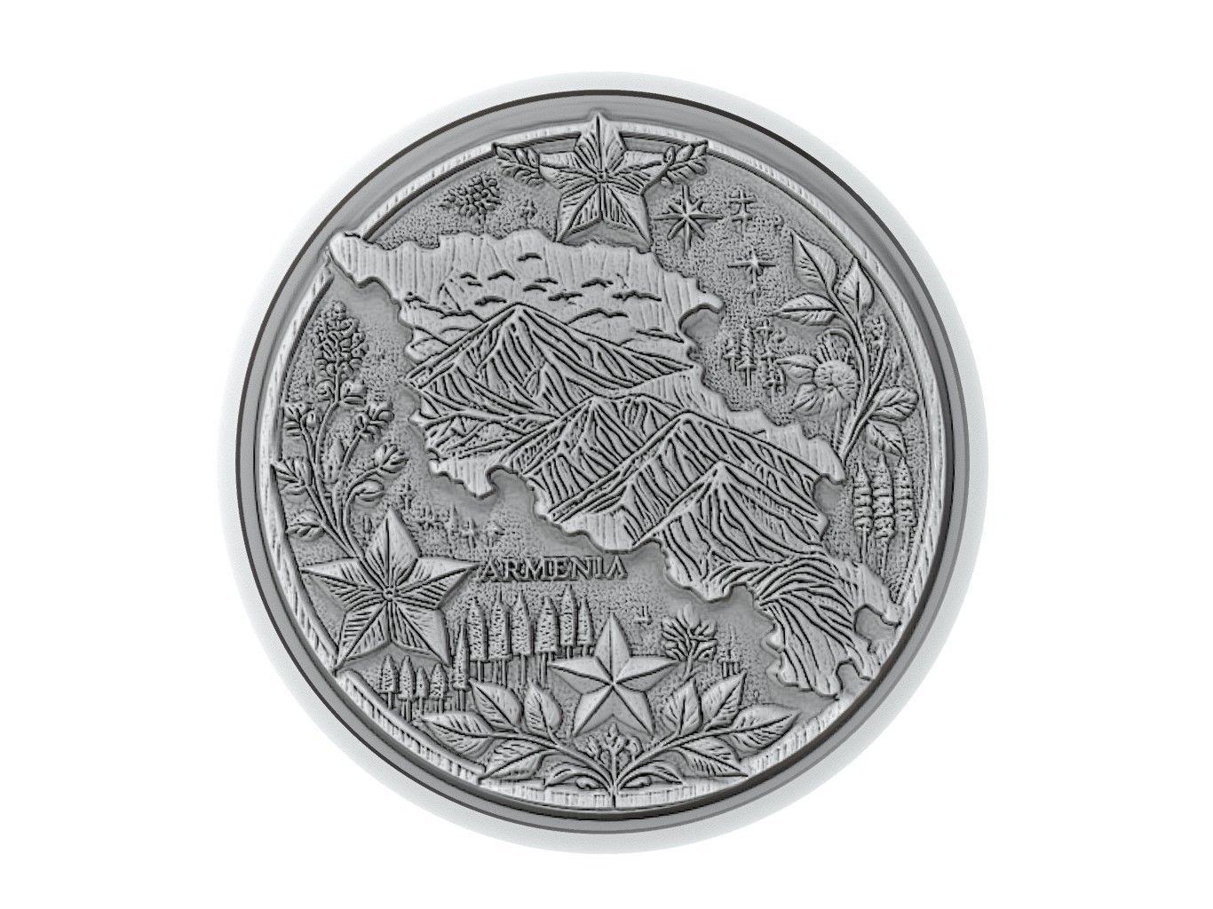 Armenia Map Medallion Relief 3D print model_3