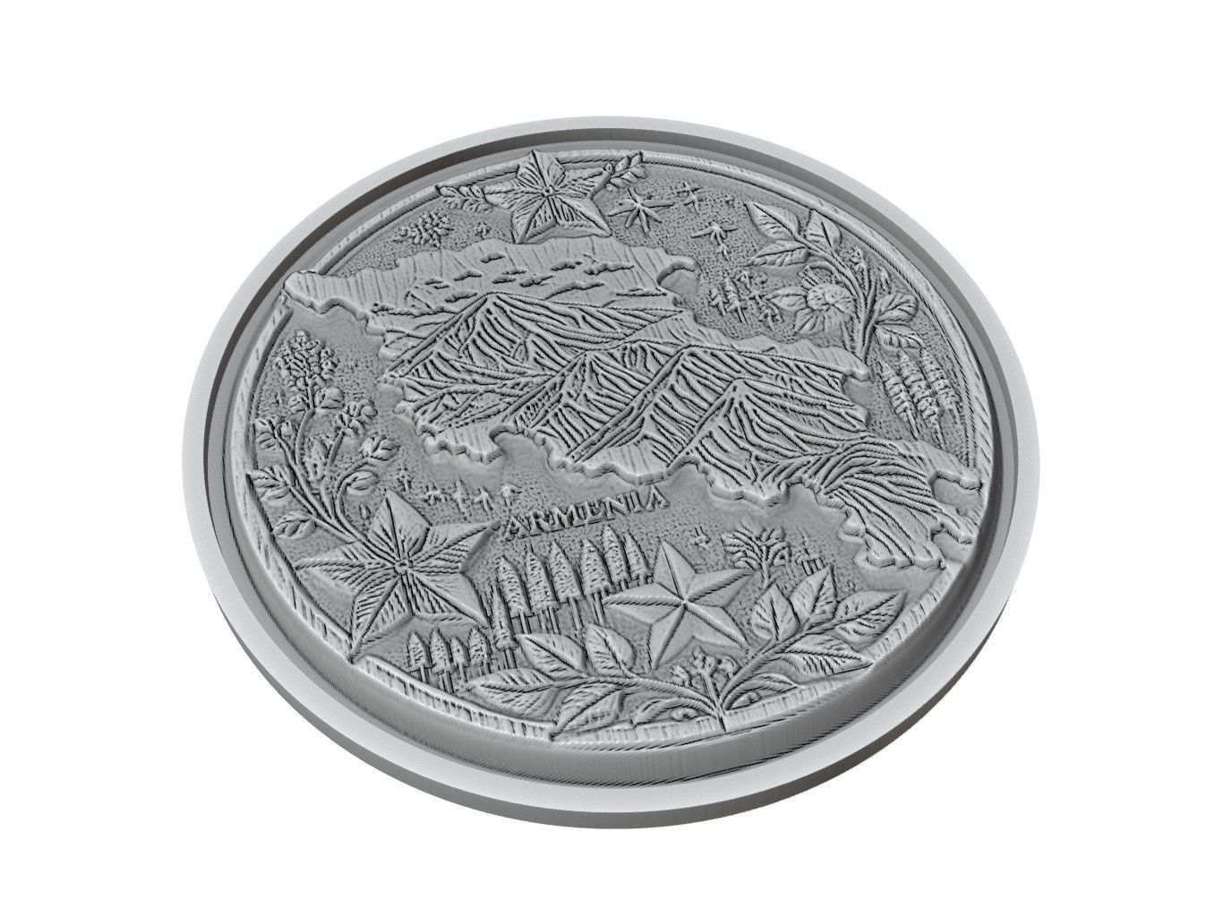 Armenia Map Medallion Relief 3D print model_2
