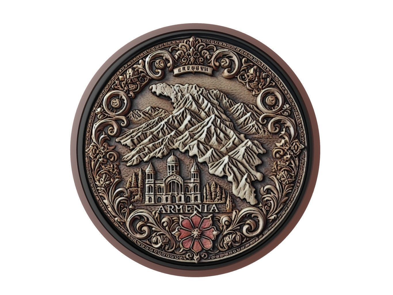 Armenia Map Medallion Relief 3D print model_1