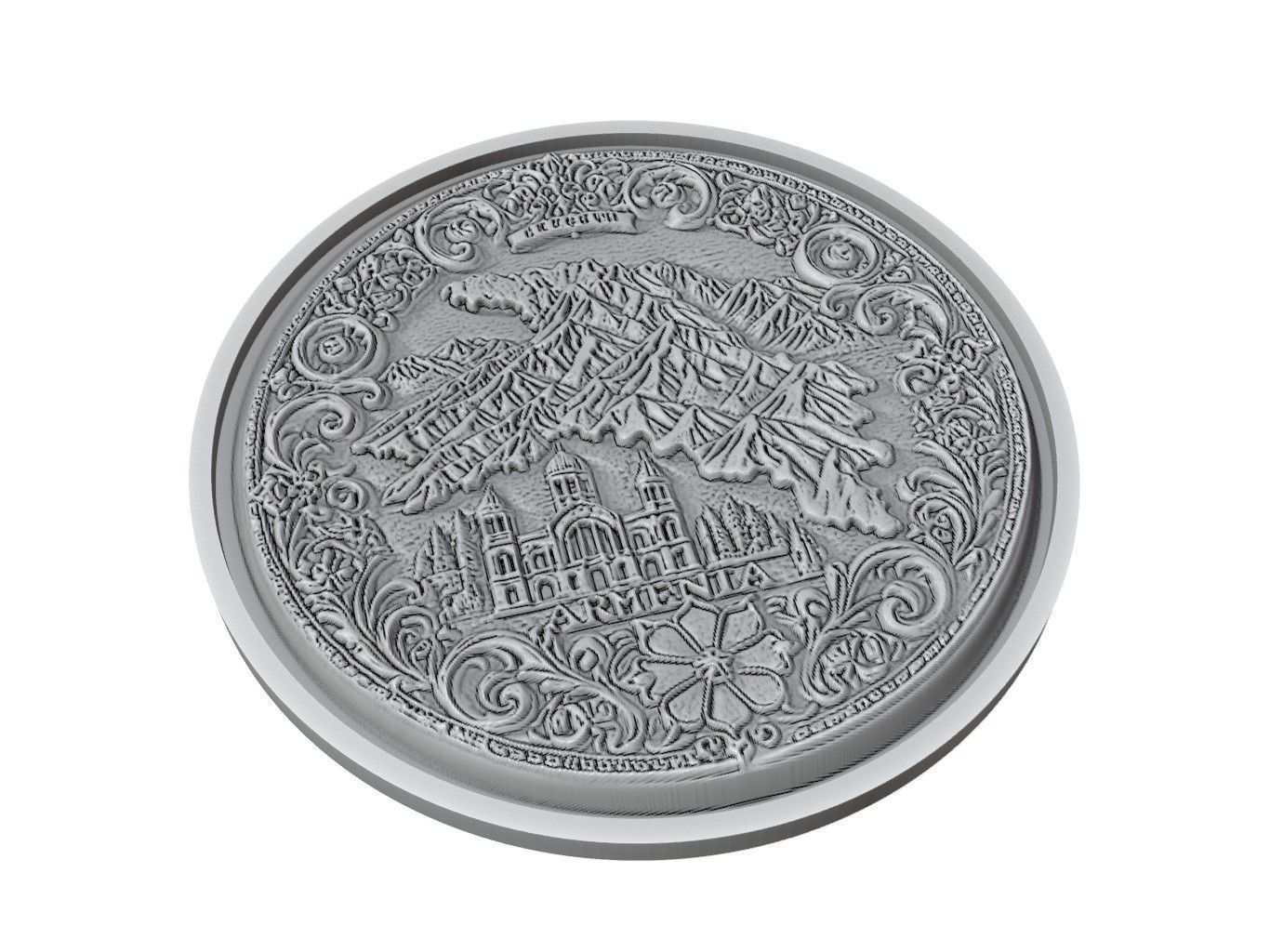 Armenia Map Medallion Relief 3D print model_2