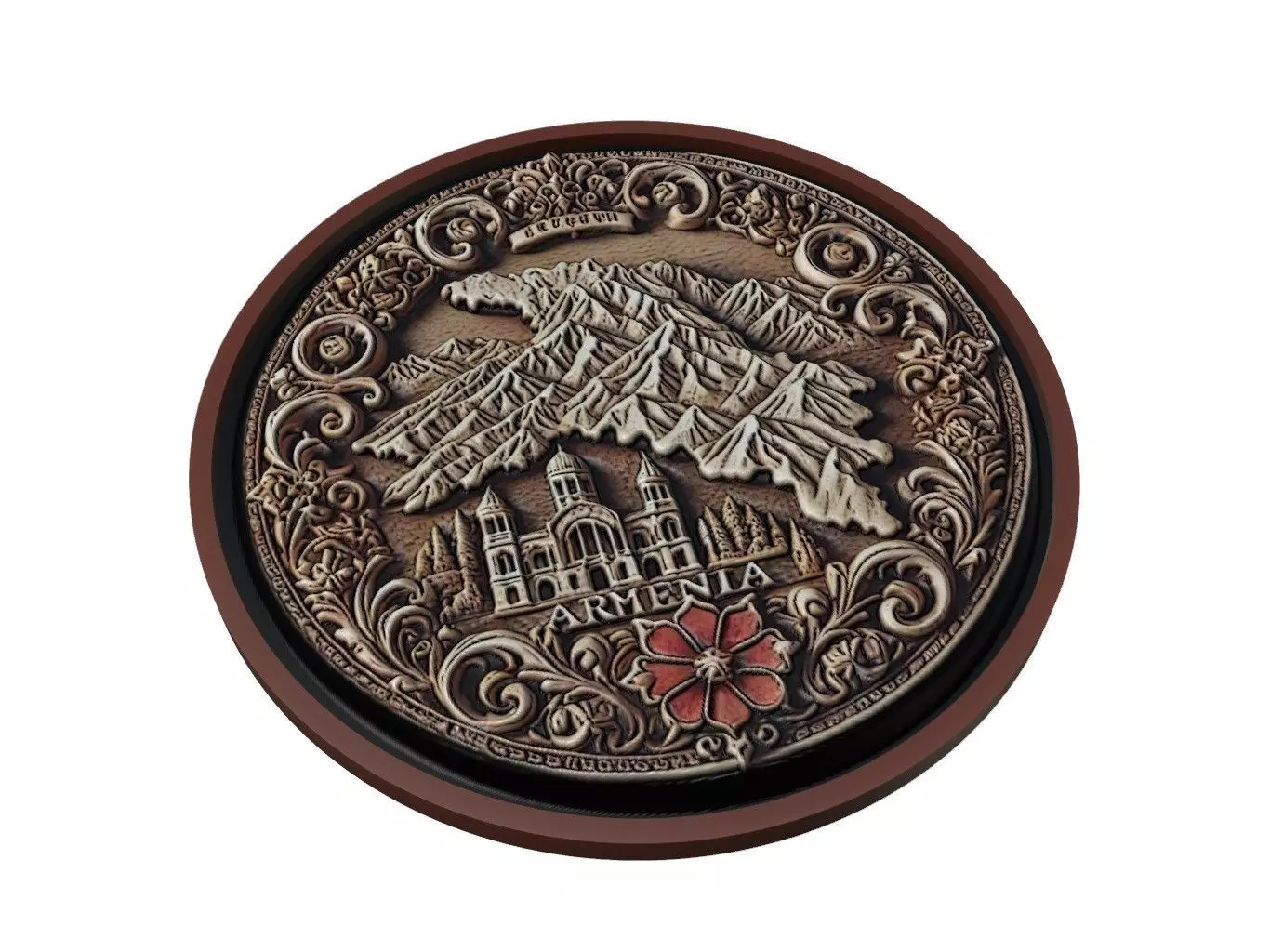Armenia Map Medallion Relief 3D print model_0