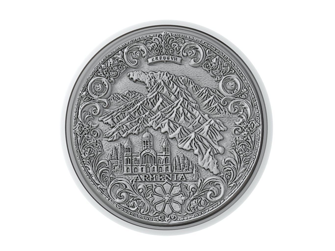 Armenia Map Medallion Relief 3D print model_3