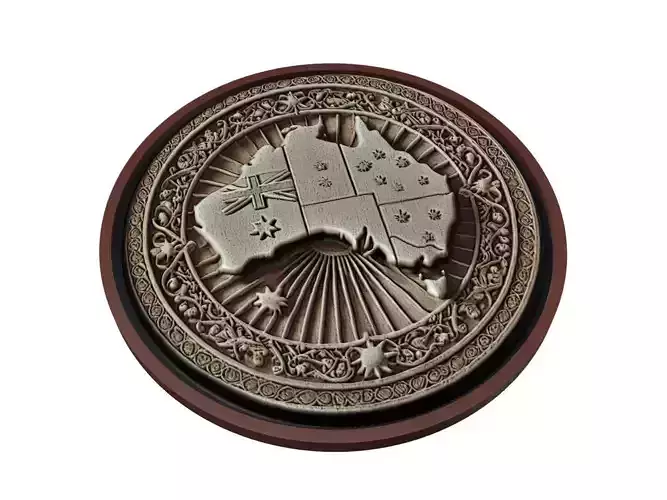 Australia Map Medallion Relief