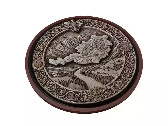 Austria Map Medallion Relief