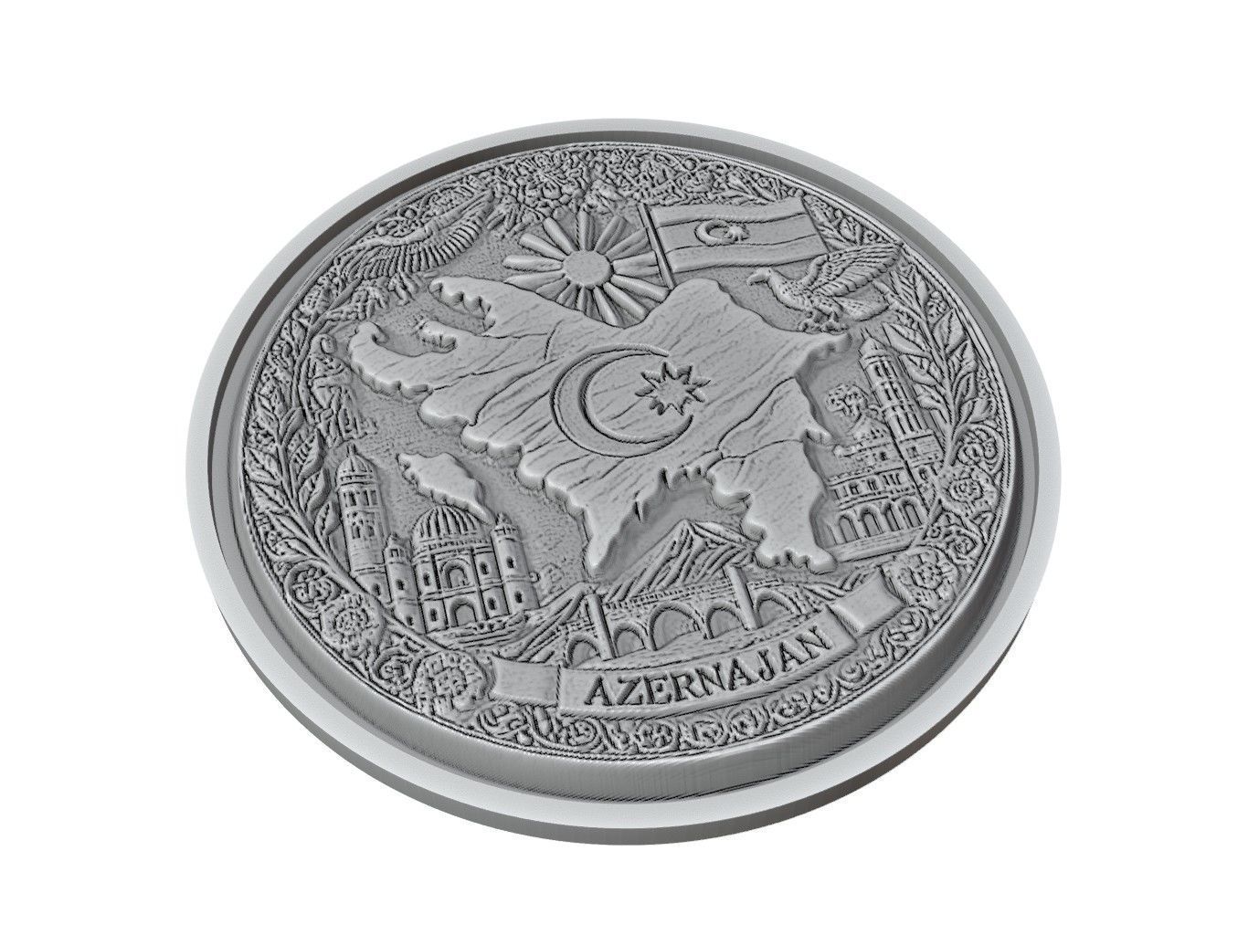 Azerbaijan Map Medallion Relief 3D print model_2