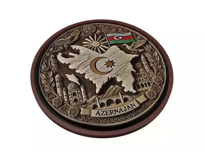 Azerbaijan Map Medallion Relief