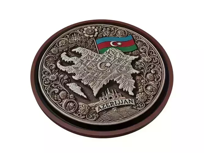 Azerbaijan Map Medallion Relief