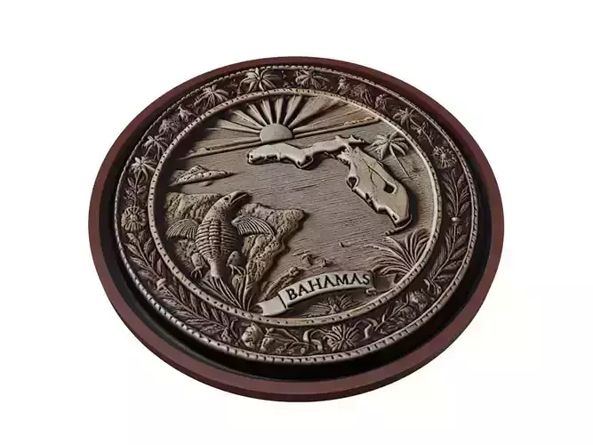 Bahamas Map Medallion Relief