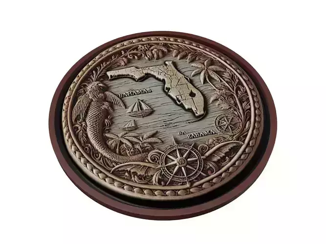 Bahamas Map Medallion Relief 3D print model