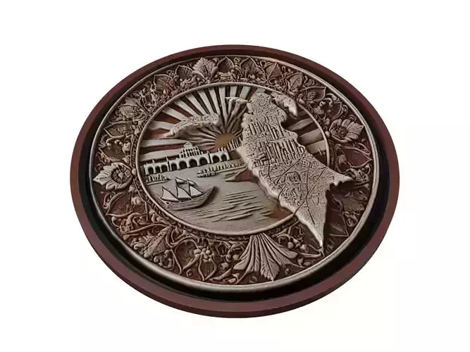 Bahrain Map Medallion Relief