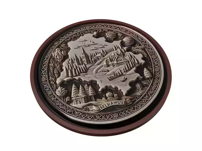 Belarus Map Medallion Relief