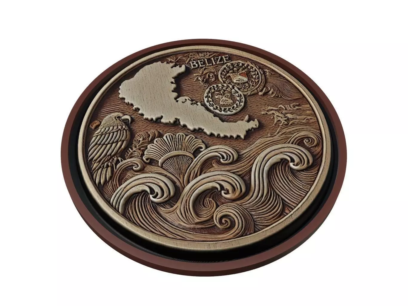 Belize Map Medallion Relief 3D print model