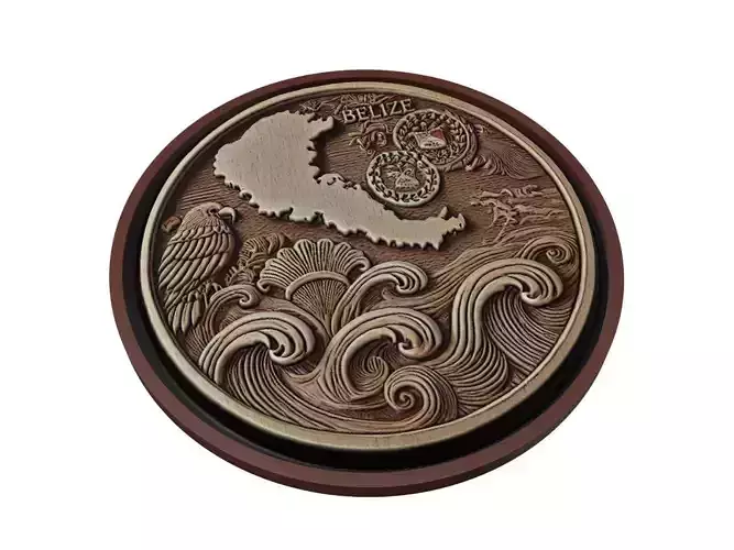 Belize Map Medallion Relief