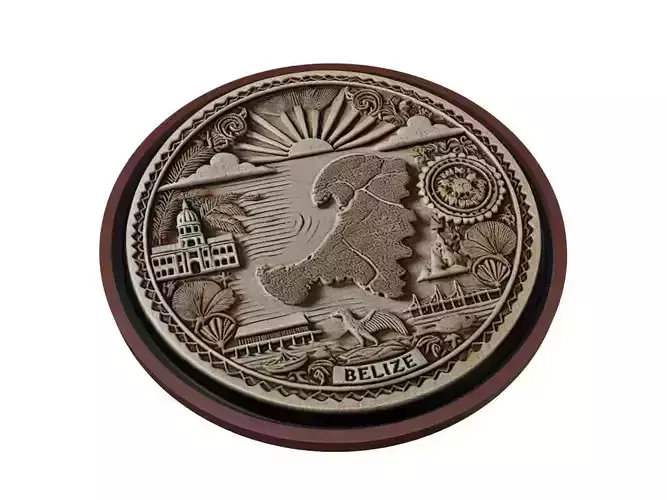 Belize Map Medallion Relief