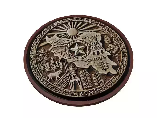 Benin Map Medallion Relief