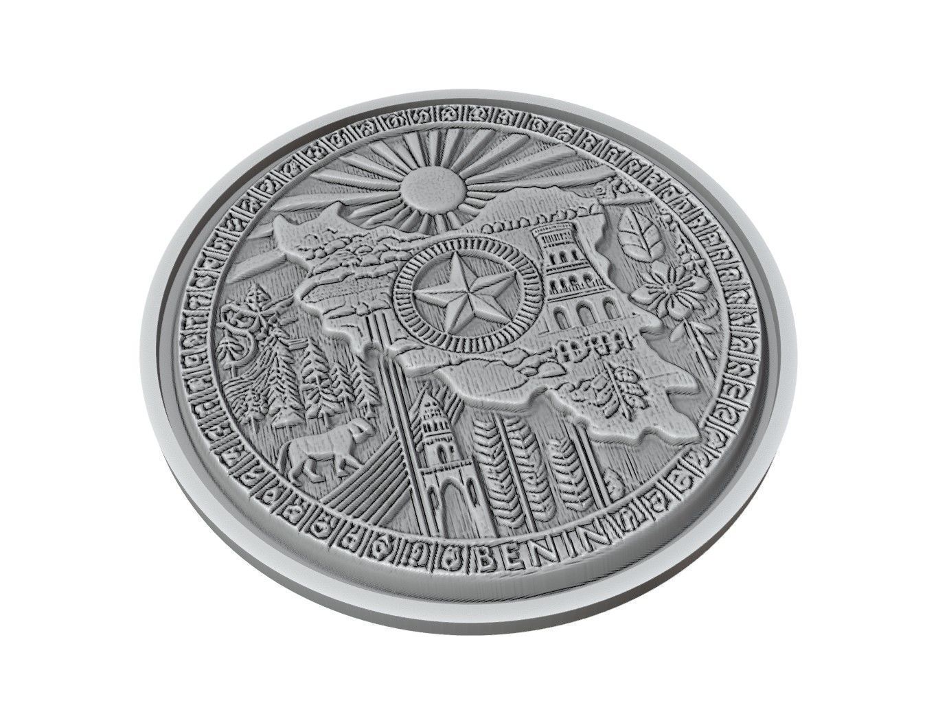 Benin Map Medallion Relief 3D print model_2