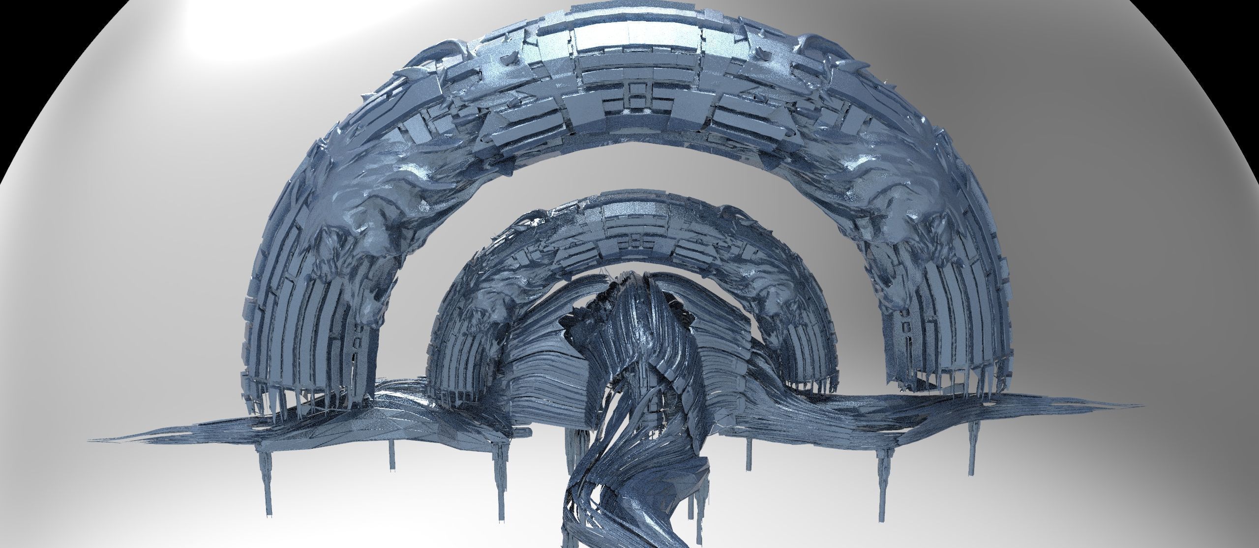 Genma tech base temple exterior 4 designs 3D model_3