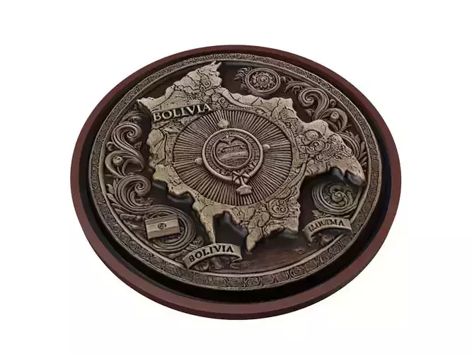 Bolivia Map Medallion Relief