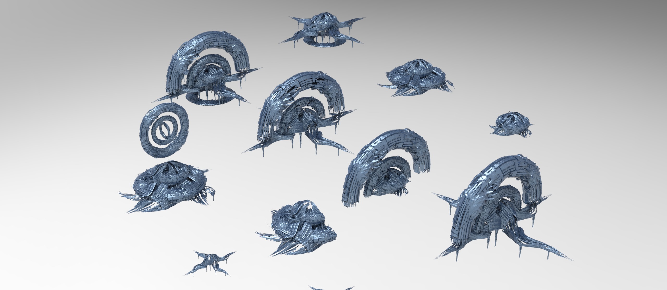 Genma tech base temple exterior kitbash 3D model_1