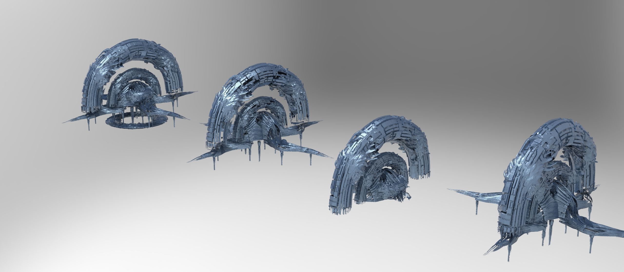 Genma tech base temple exterior kitbash 3D model_2