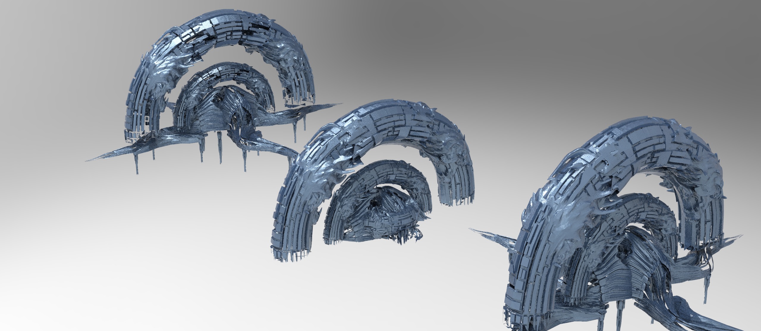 Genma tech base temple exterior kitbash 3D model_10