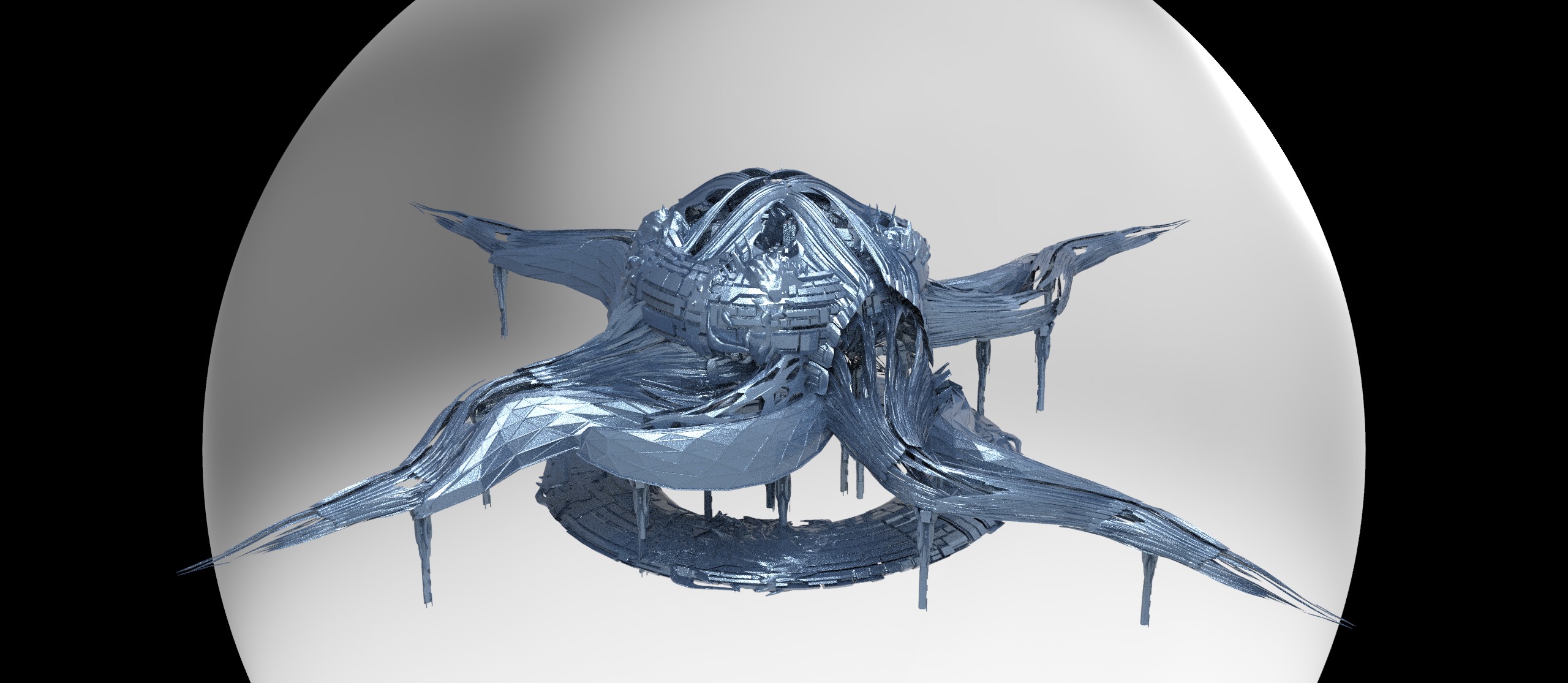 Genma tech base temple exterior kitbash 3D model_9