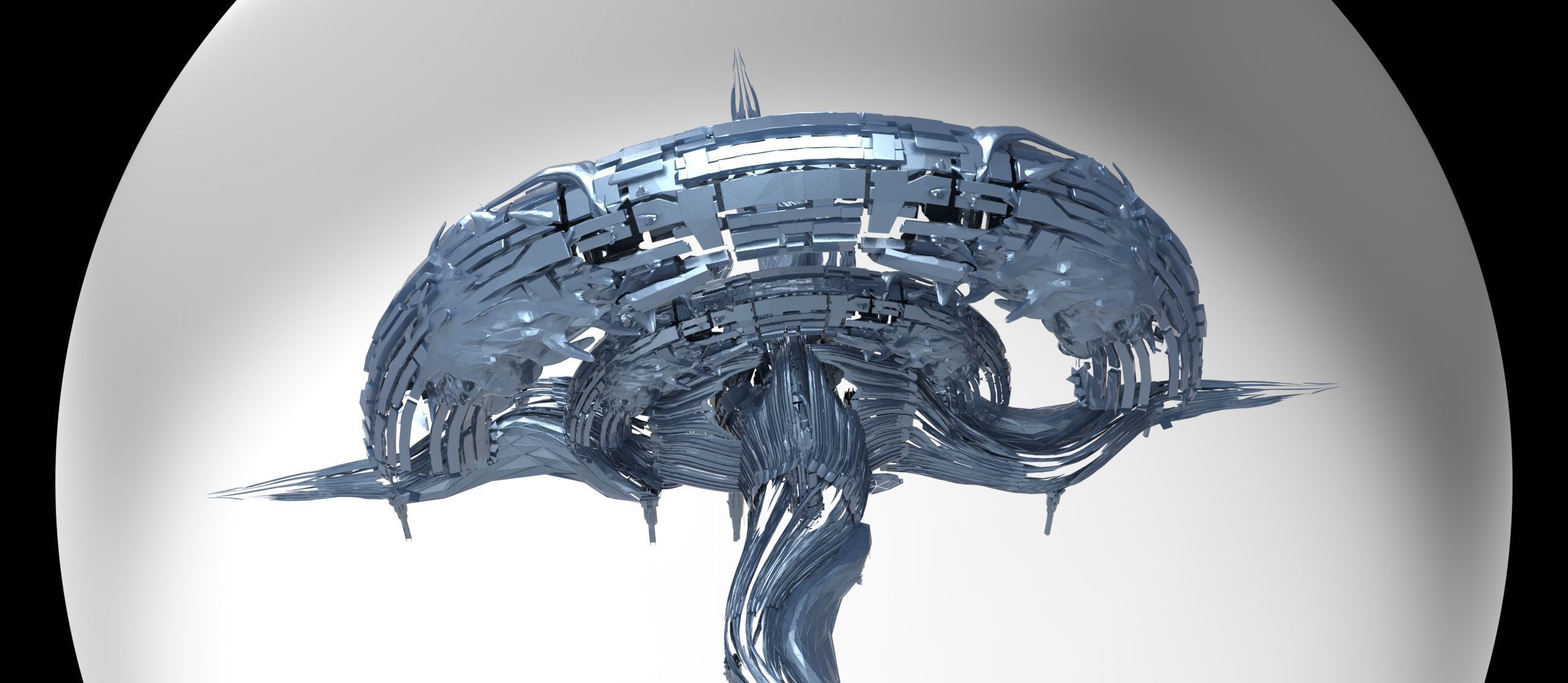 Genma tech base temple exterior kitbash 3D model_8