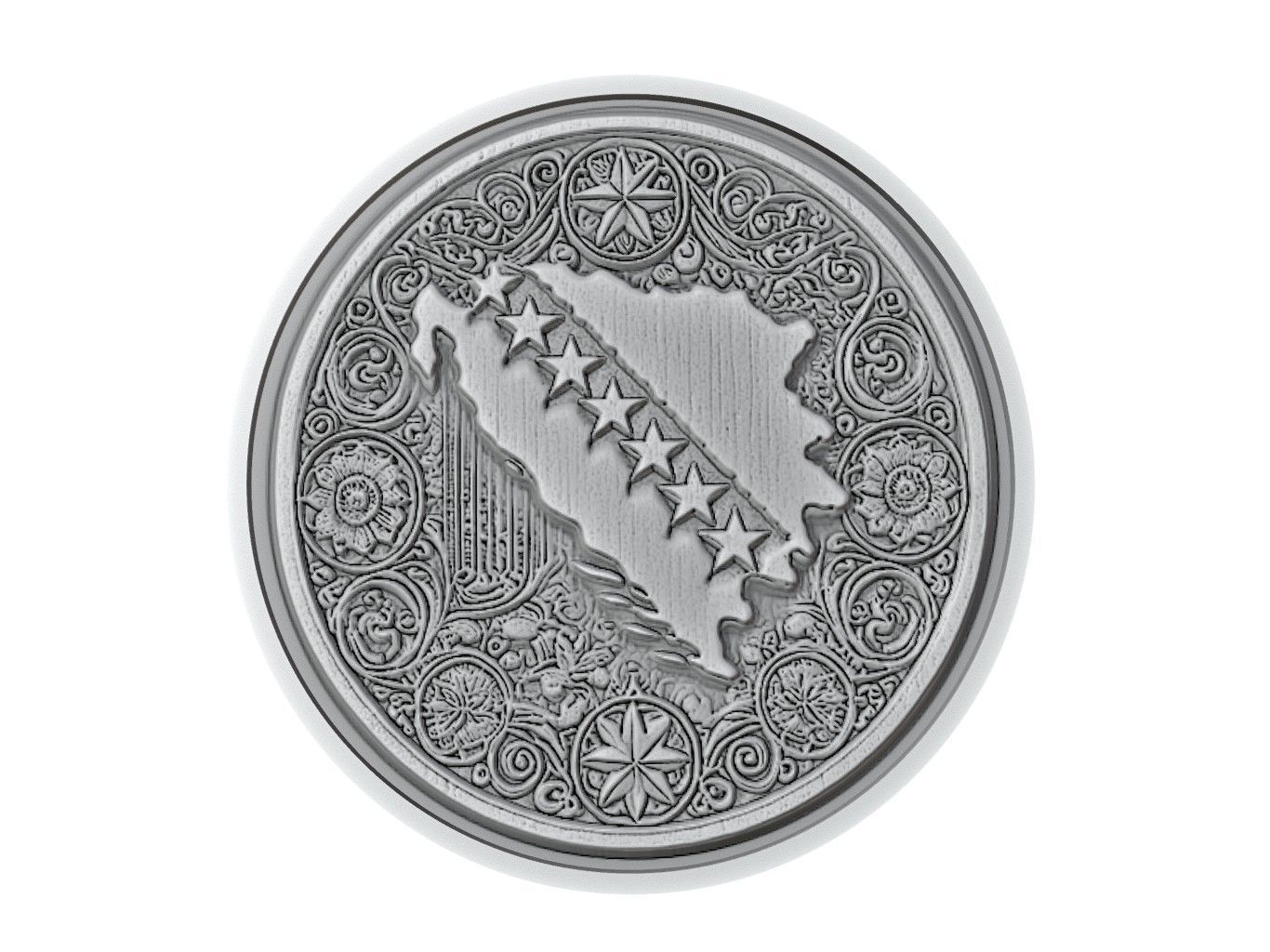 Bosnia and Herzegovina Map Medallion Relief 3D print model_3