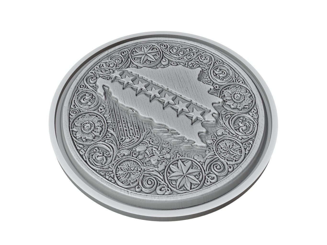 Bosnia and Herzegovina Map Medallion Relief 3D print model_2