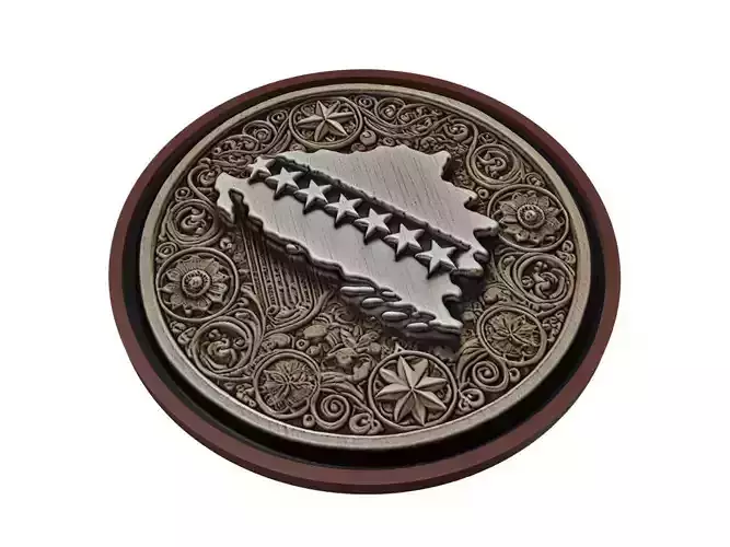 Bosnia and Herzegovina Map Medallion Relief