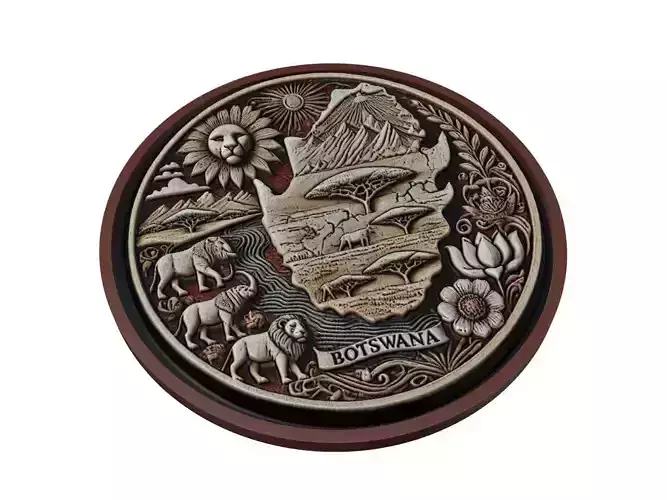 Botswana Map Medallion Relief