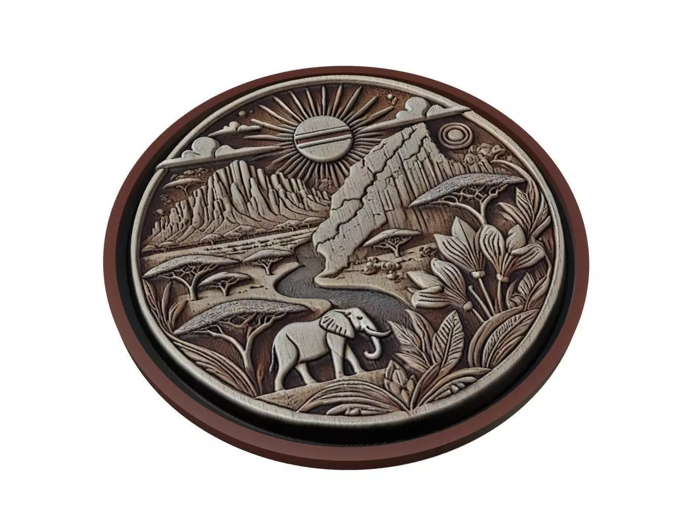 Botswana Map Medallion Relief 3D print model