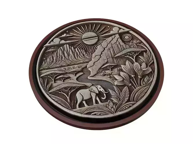 Botswana Map Medallion Relief