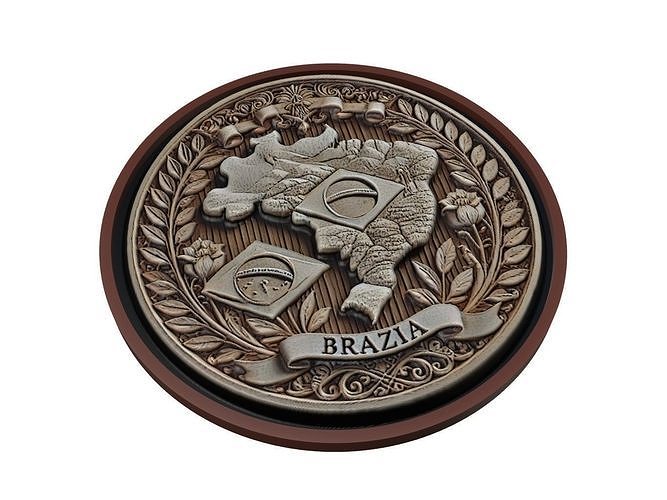 Brazil Map Medallion Relief 3D print model