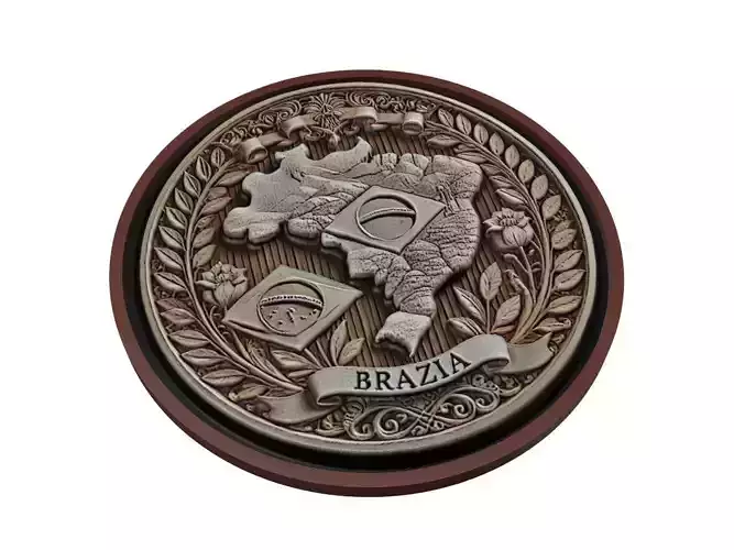 Brazil Map Medallion Relief 3D print model