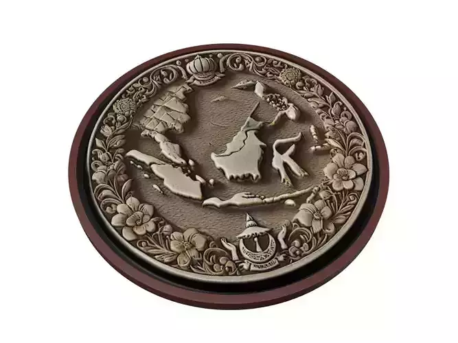 Brunei Map Medallion Relief