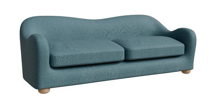 Blue Curved Back Sofa 3D model